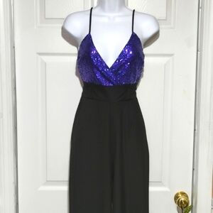 Shop 17 Black & blue sequin Hi  Waist  jumpsuit